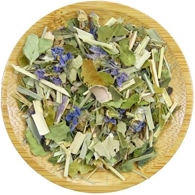 Organic Lemongrass, Peppermint, Violet Herbal Blend Loose Cut 4-10mm